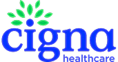 Cigna healthcare logo with green accents.